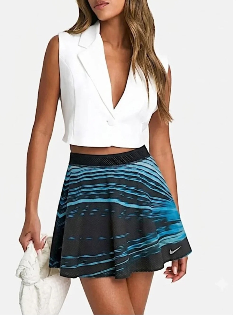 Nike Maria Sharapova Premier Tennis Dri-FIT Black and Blue Wave Skort (D)